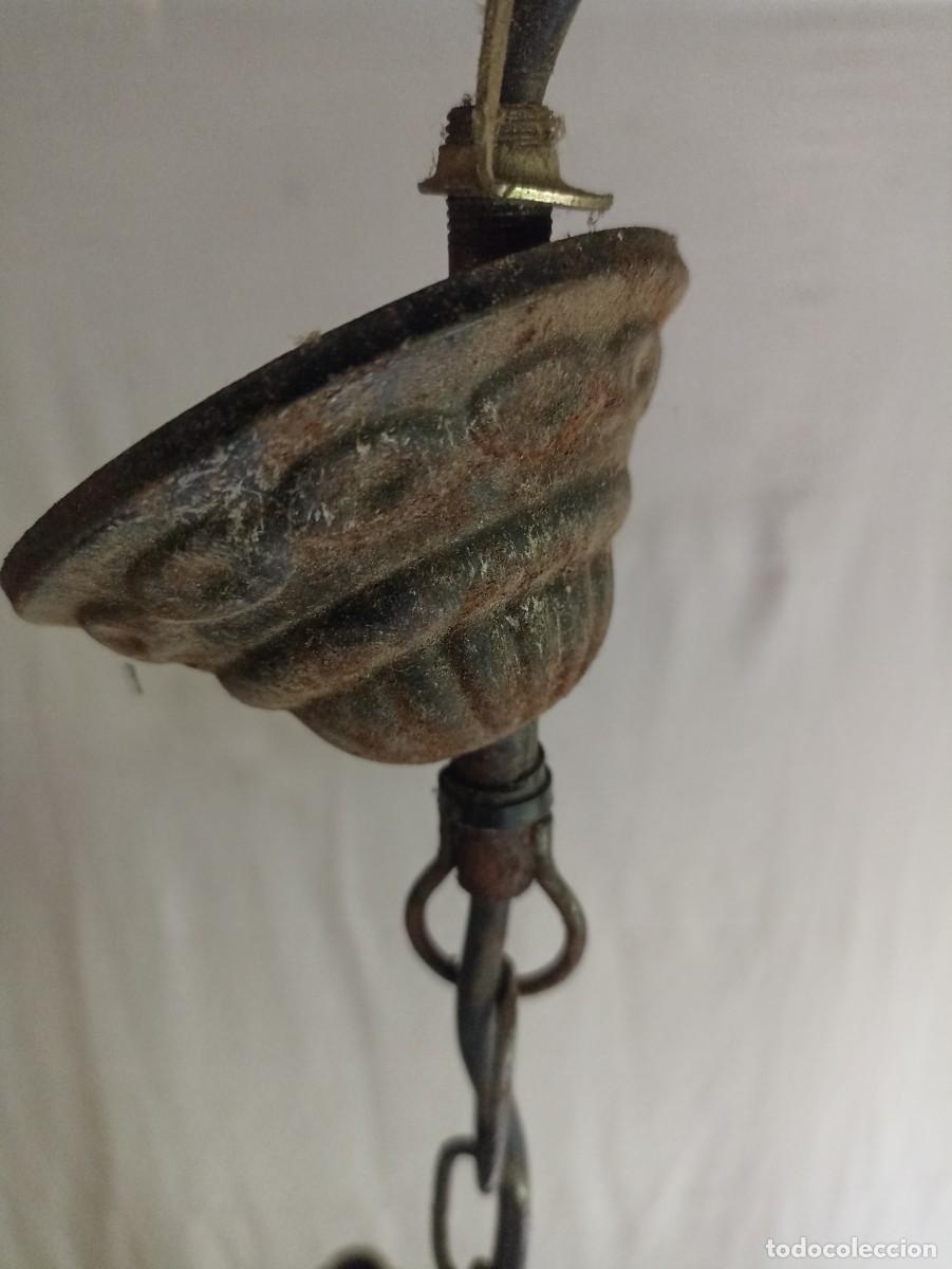 Antig&uuml;edades: Vieja l&aacute;mpara de techo, 3 brazos - Foto 4