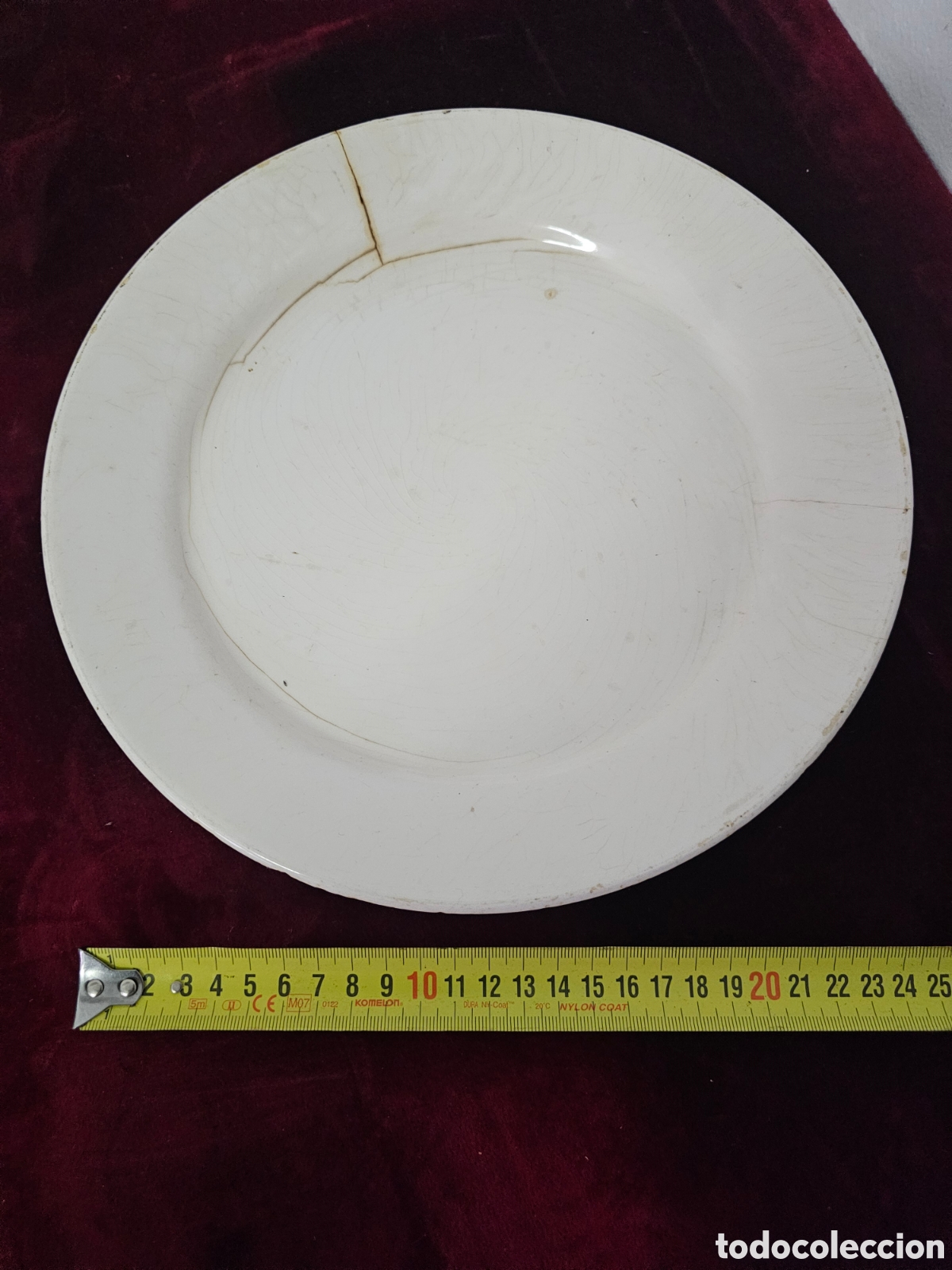 Antig&uuml;edades: Plato Antiguo Cer&aacute;mica Blanca / Loza Vintage - Sello &rdquo;Made in Turkey&rdquo; (28 cm)