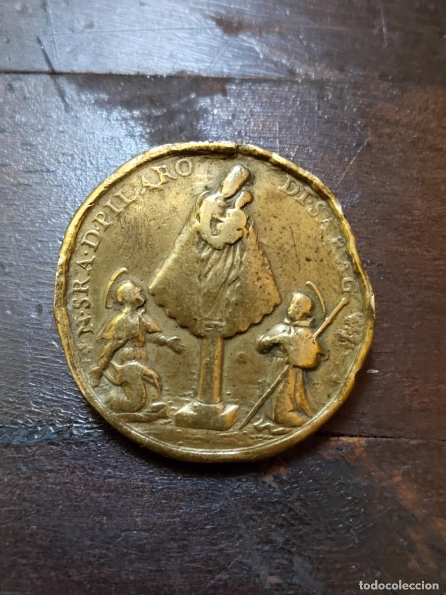 Antiquit&eacute;s: Medalla de la Virgen del Pilar. Siglo XVII/XVIII.