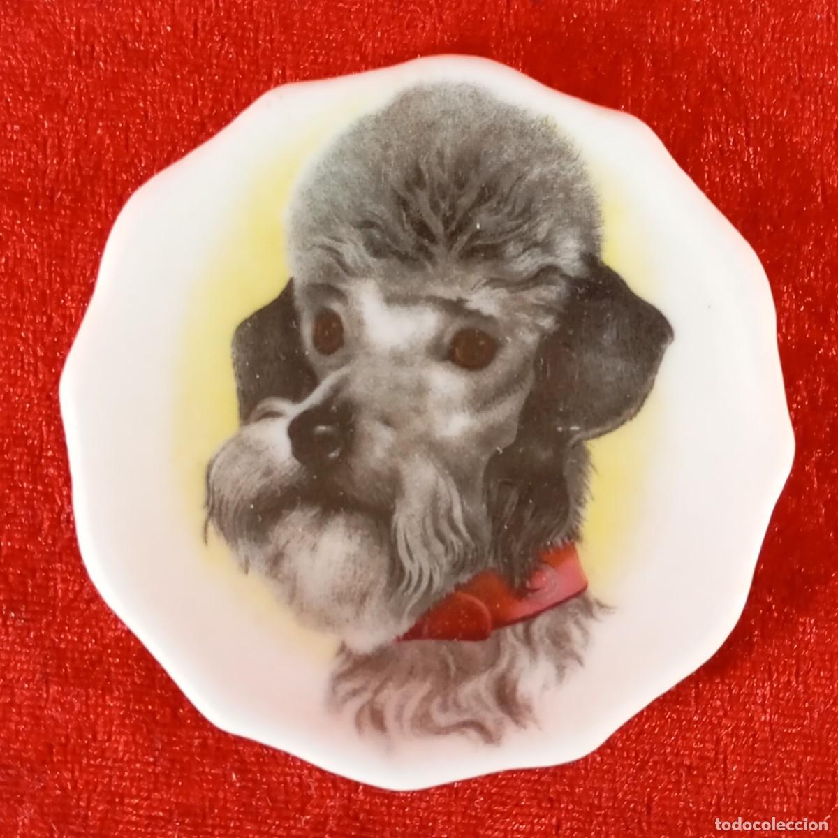Antig&uuml;edades: PLATITO DE PORCELANA DE LIMOGES - AUTENTICO - PERRO - 7 CM