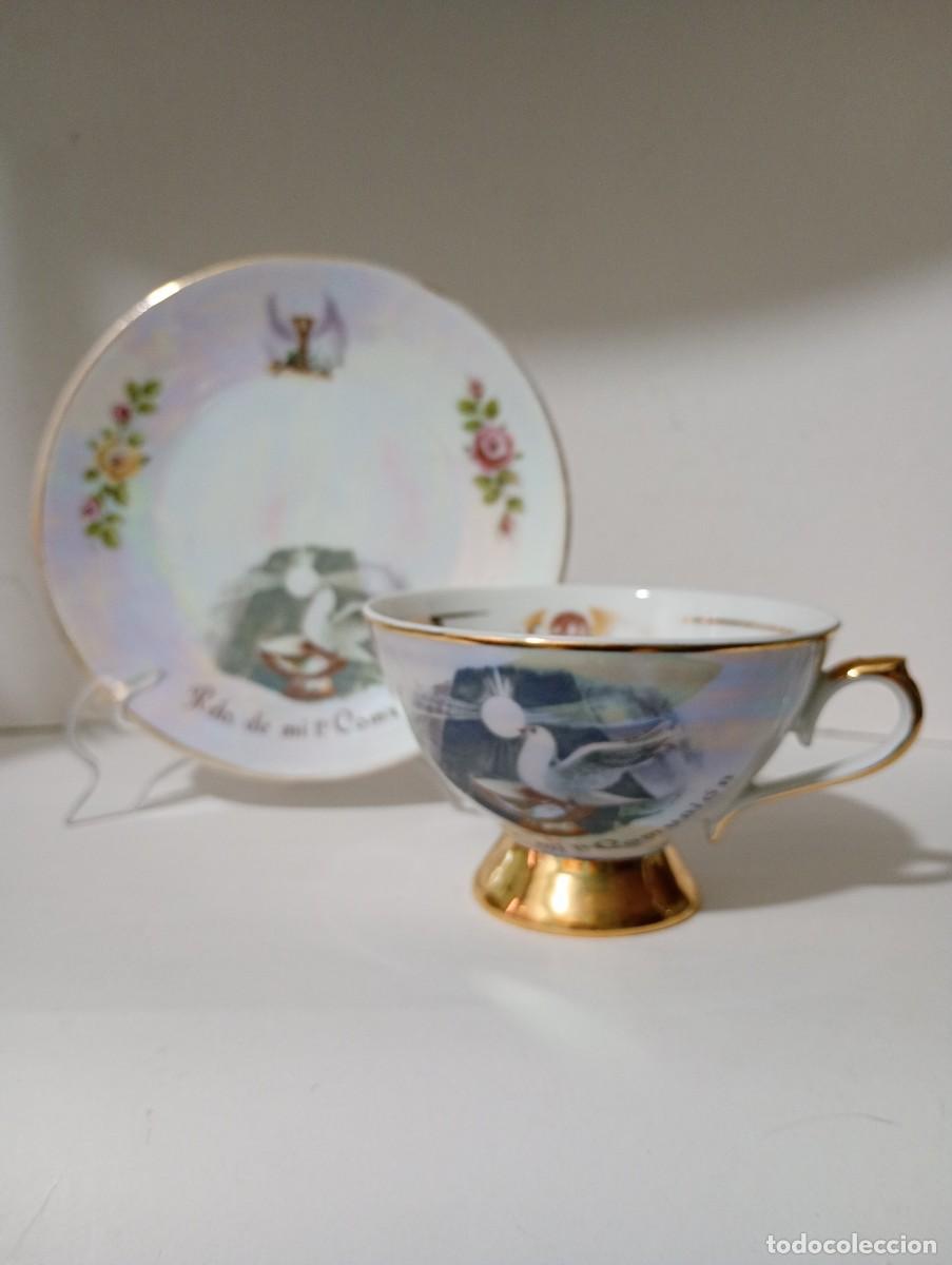 Oggetti Antichi: Taza y plato, Recuerdo de Primera Comunionn