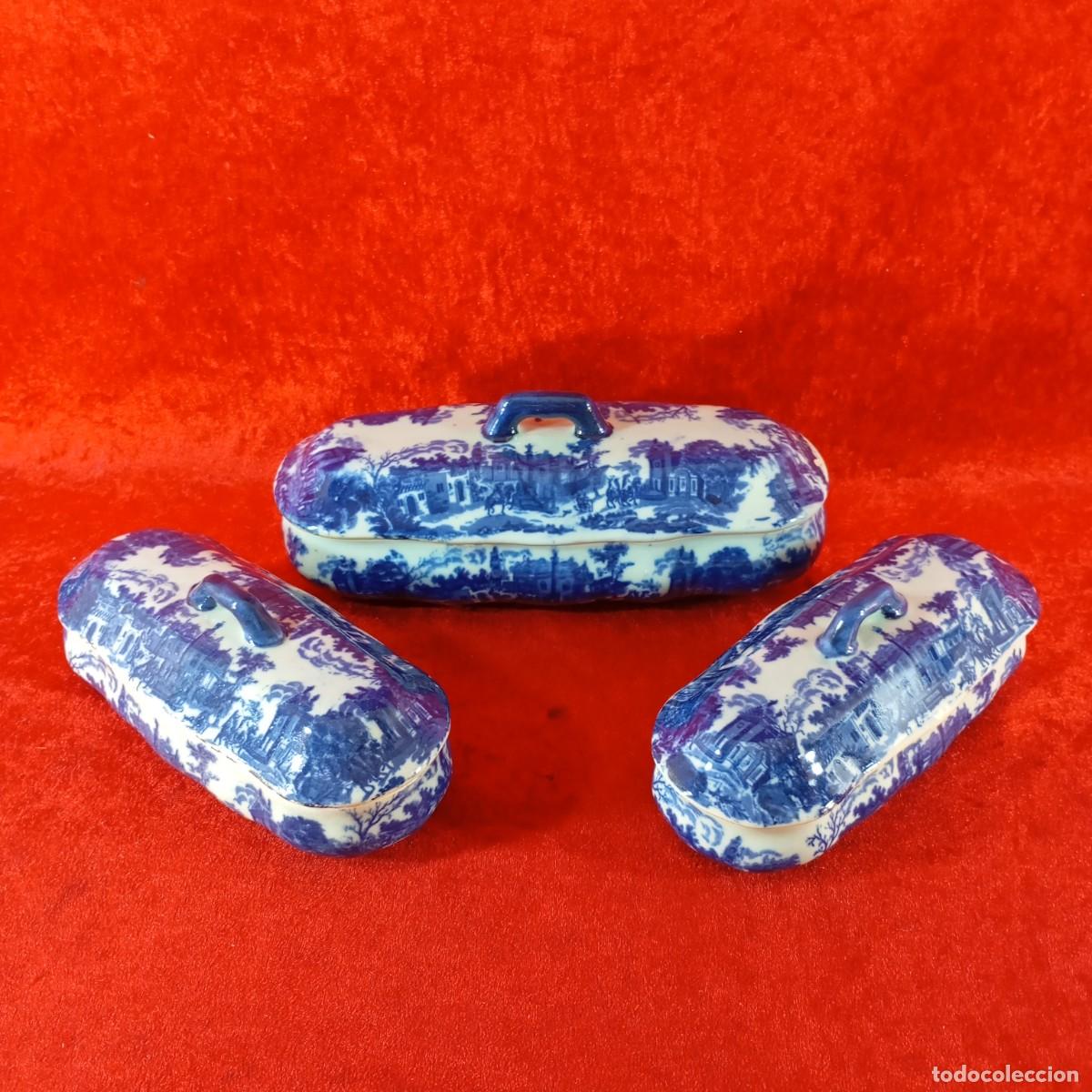 Antig&uuml;edades: JUEGO DE 3 CAJAS DE CER&Aacute;MICA PARA JOYAS - VICTORIA WARE IRONSTONE - 21 Y 26 CM - OPORTUNIDAD