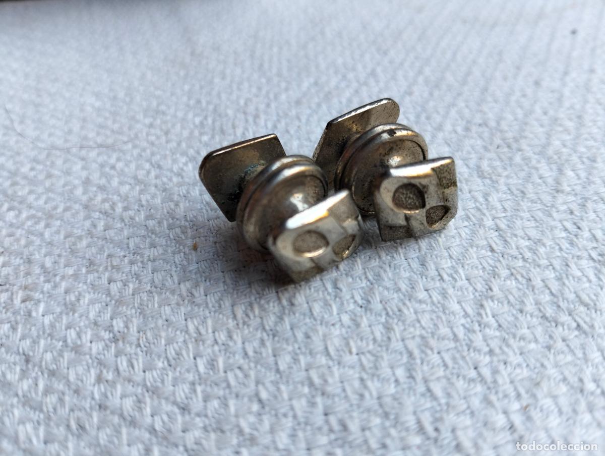 Antiguidades: Pareja de gemelos antiguos color plateado steampunk botones de pu&ntilde;o para traje a&ntilde;os 40-50