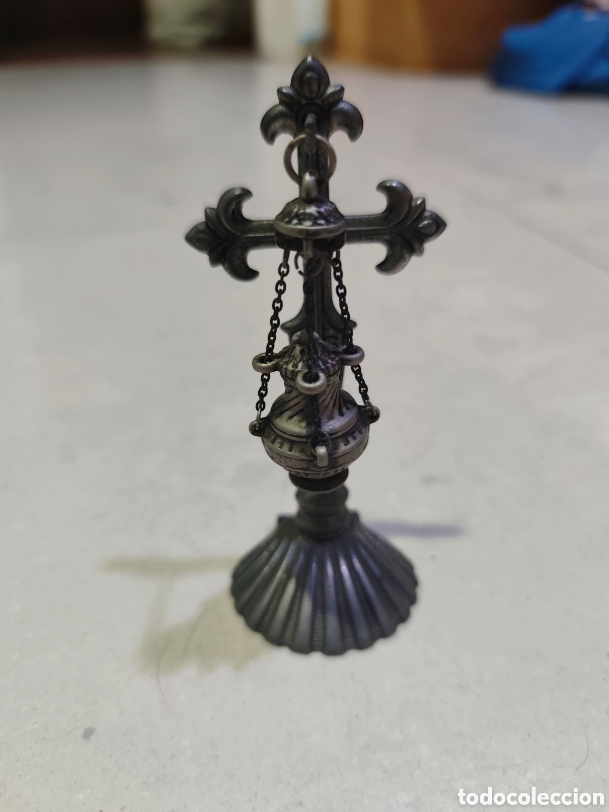 Antig&uuml;edades: Antiguo Botafumeiro metalico. 10 cm - Foto 5
