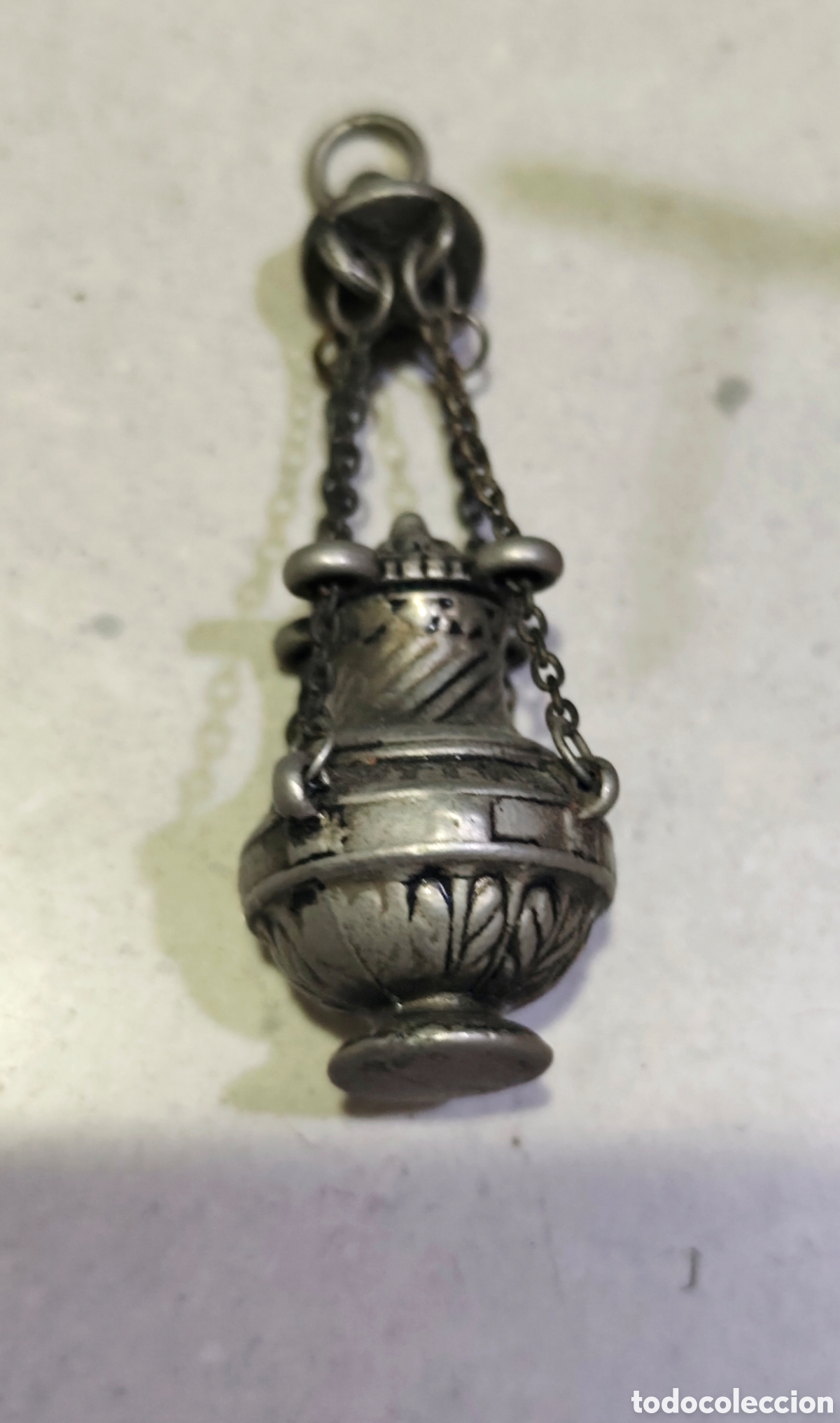 Antig&uuml;edades: Antiguo Botafumeiro metalico. 10 cm - Foto 7