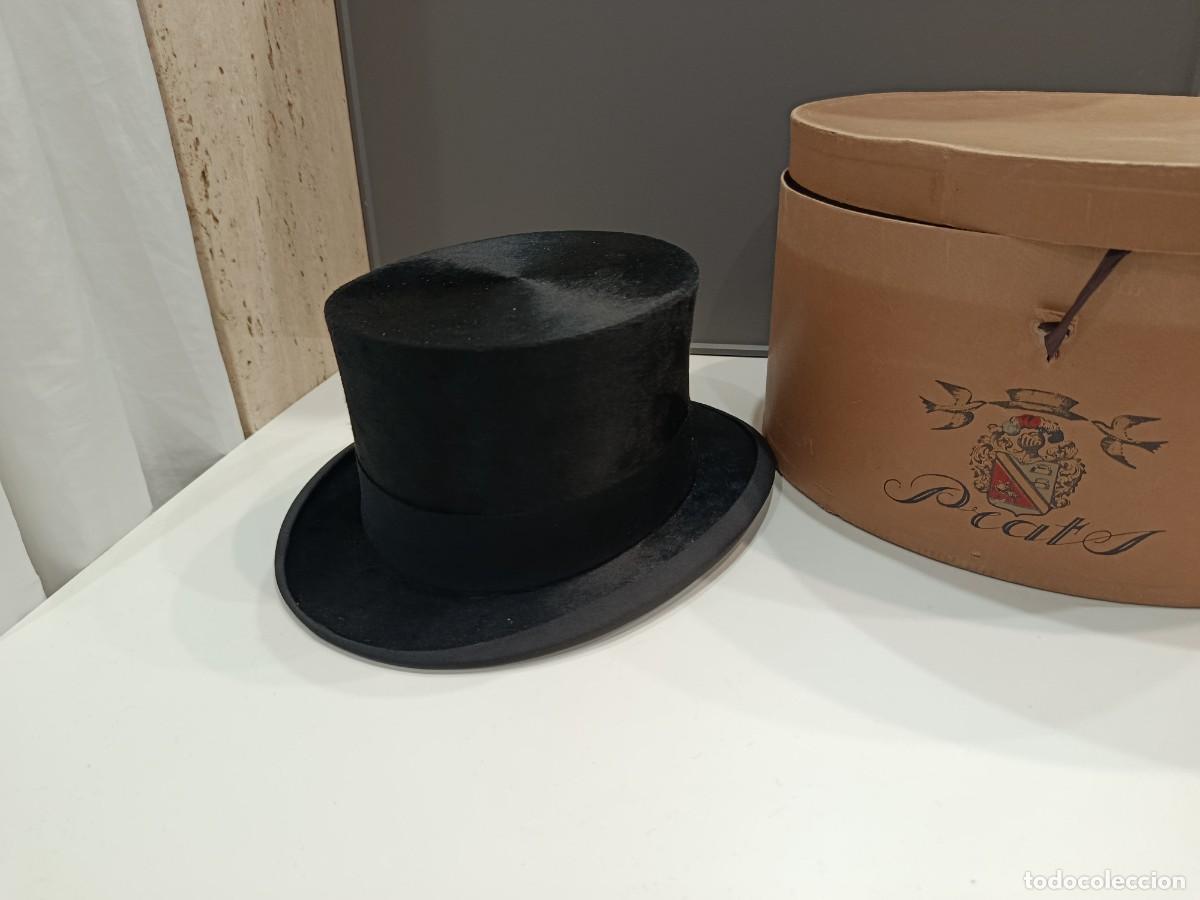 Antig&uuml;edades: SOMBRERO DE COPA PELO DE FOCA NEGRO - PRATS BARCELONA A&Ntilde;OS 20 - ORIGINAL EN CAJA