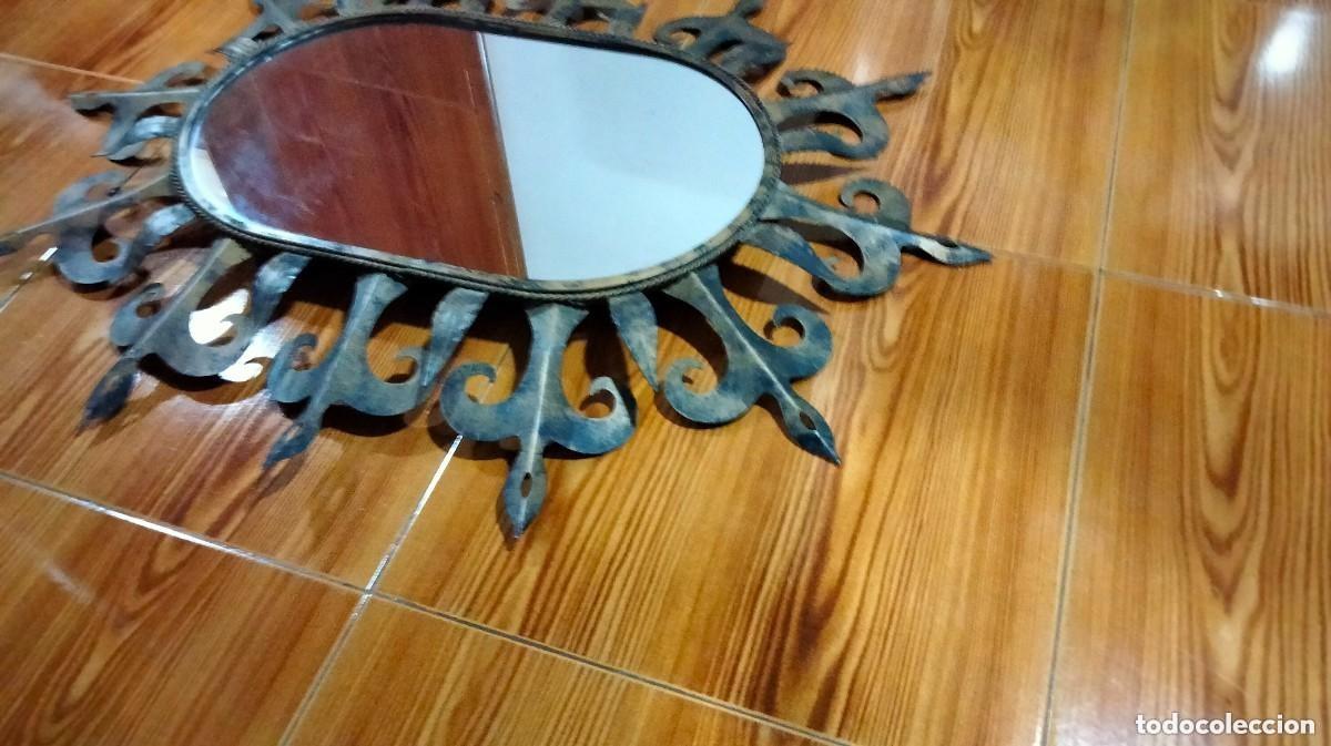 Antig&uuml;edades: espejo tipo sol ovalado metalico - Foto 4