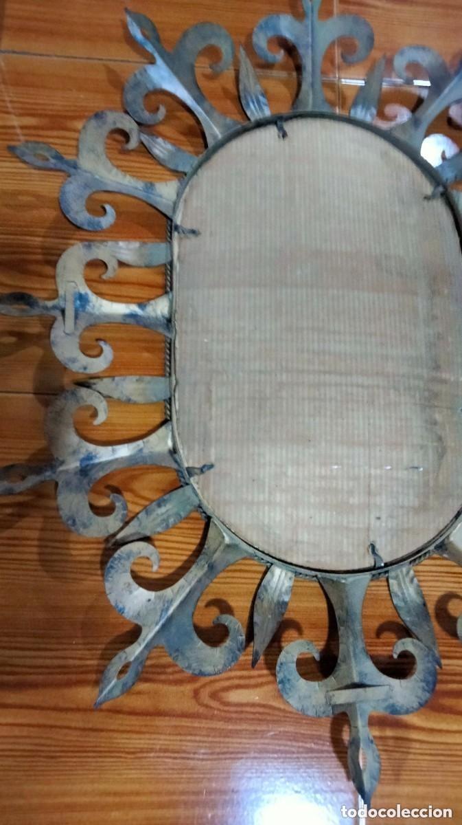 Antig&uuml;edades: espejo tipo sol ovalado metalico - Foto 8