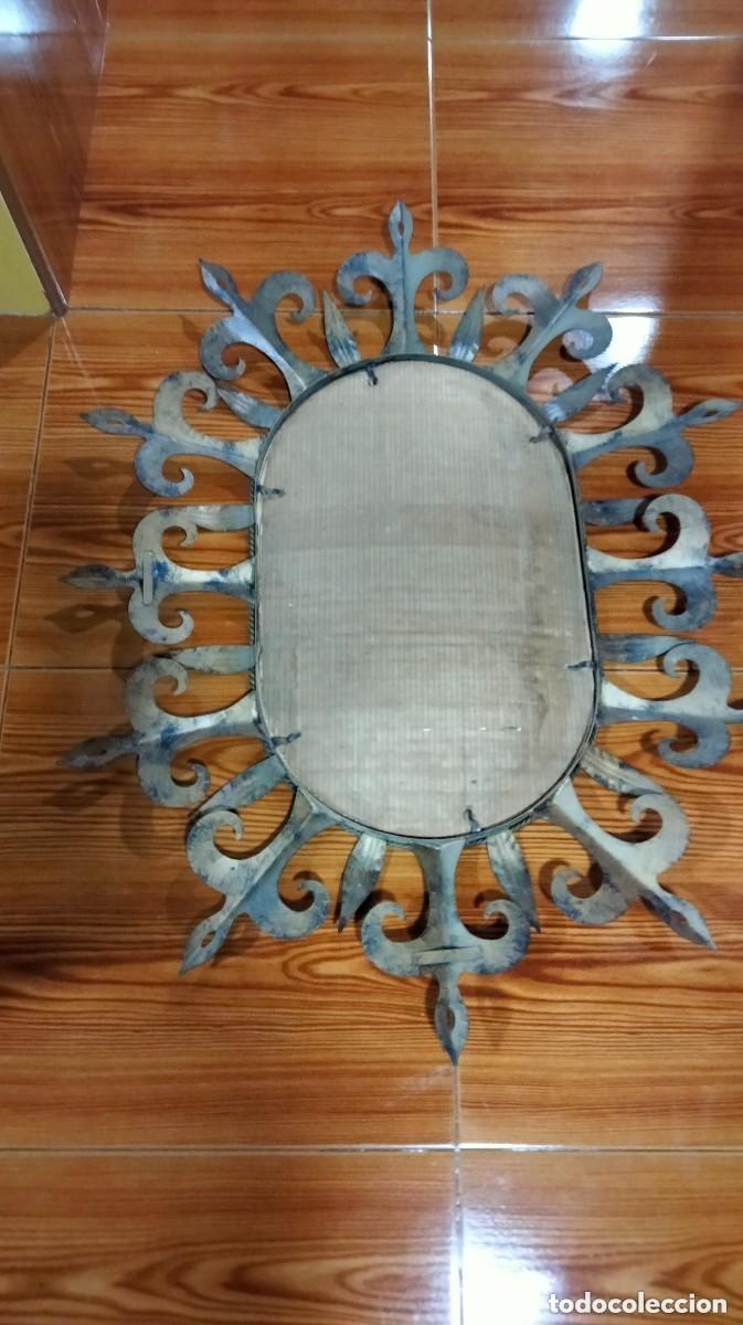 Antig&uuml;edades: espejo tipo sol ovalado metalico - Foto 9