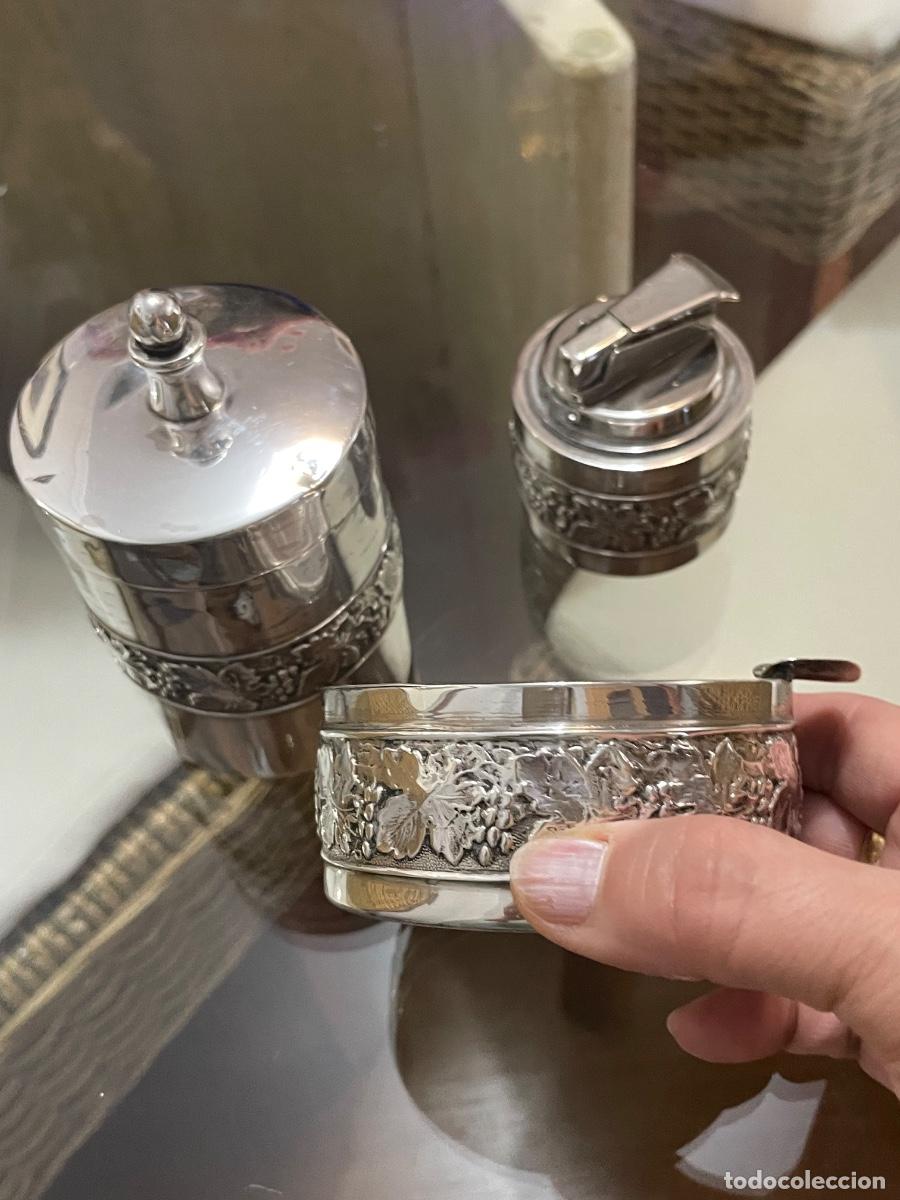 Antig&uuml;edades: Juego plata antiguo de fumador 3 Piezas