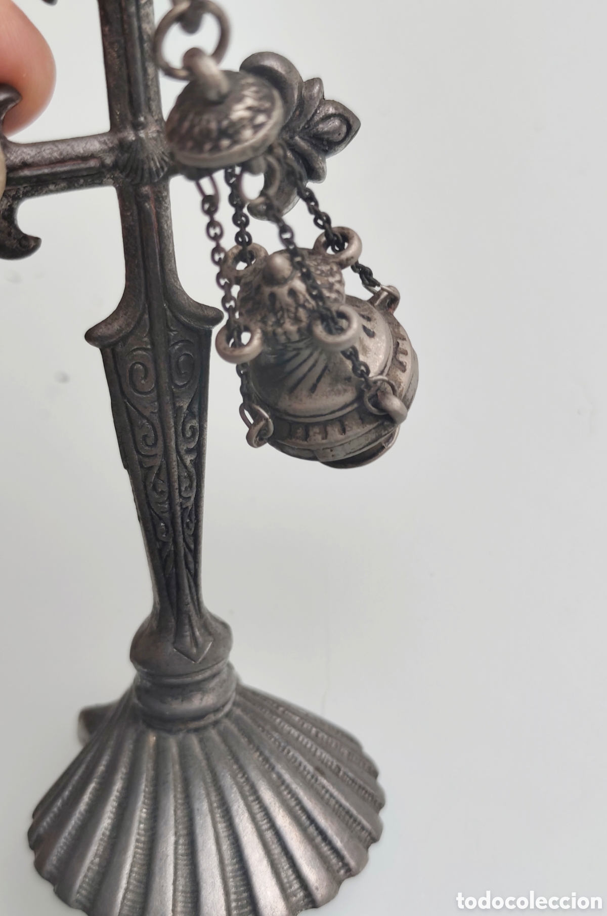 Antig&uuml;edades: Antiguo Botafumeiro metalico. 10 cm - Foto 3