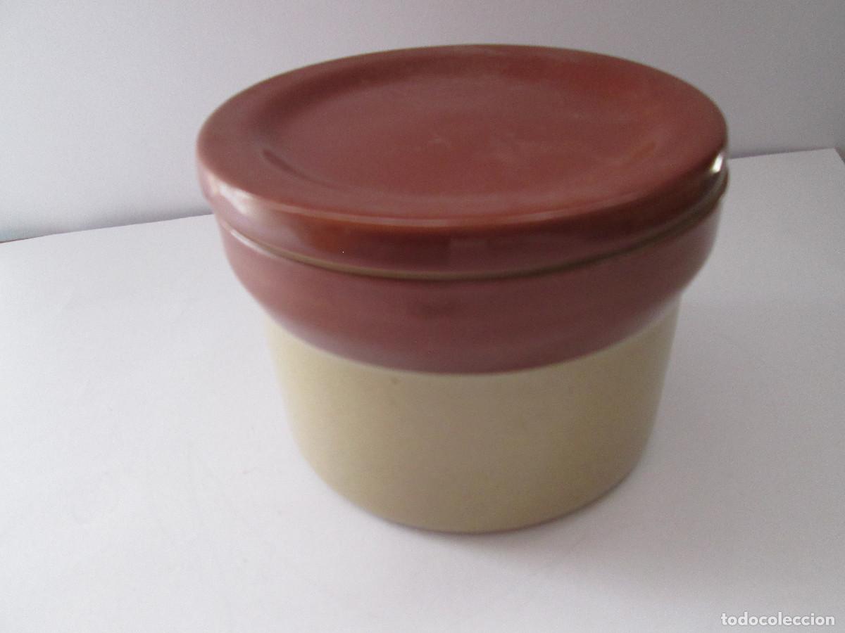 Antig&uuml;edades: BOTE DE CERAMICA CILINDRICO CON TAPA - DENSY MADE IN ENGLAND - 7,5 CM ALTURA 9 CM DIAMETRO