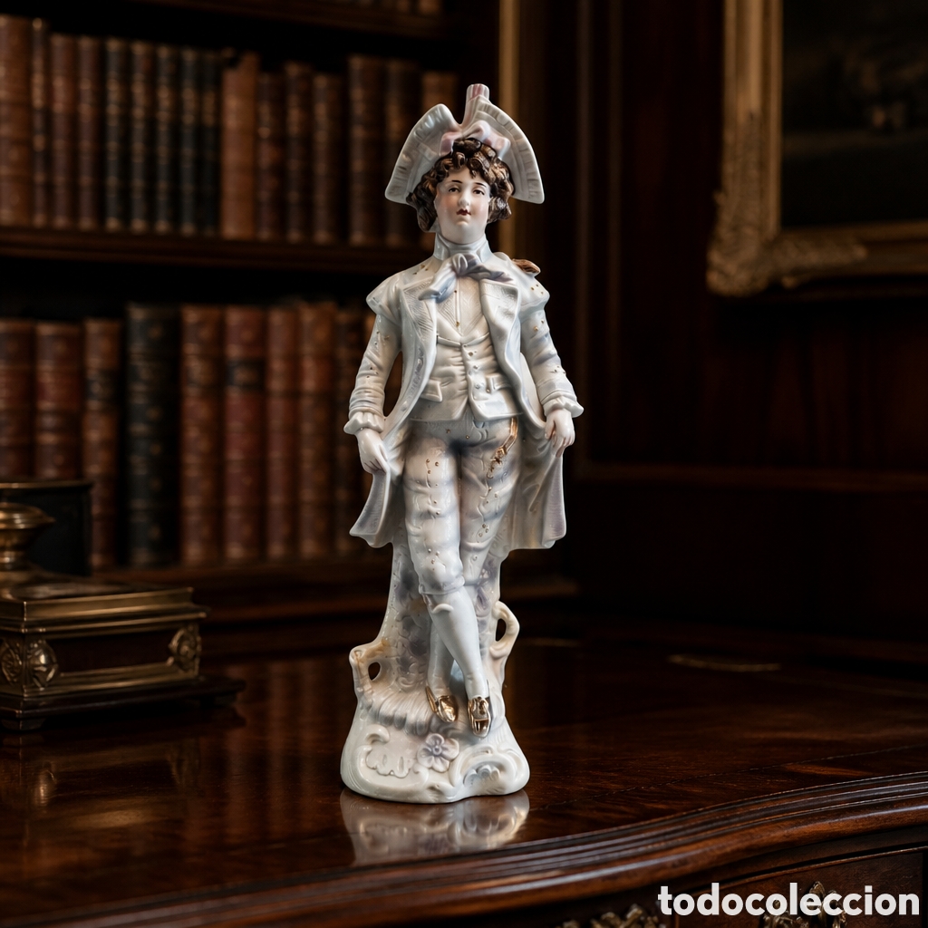 Antig&uuml;edades: FIGURA GALANTE REALIZADA EN PORCELANA ALEMANA BISCUIT. SIGLO XIX . 26 CM