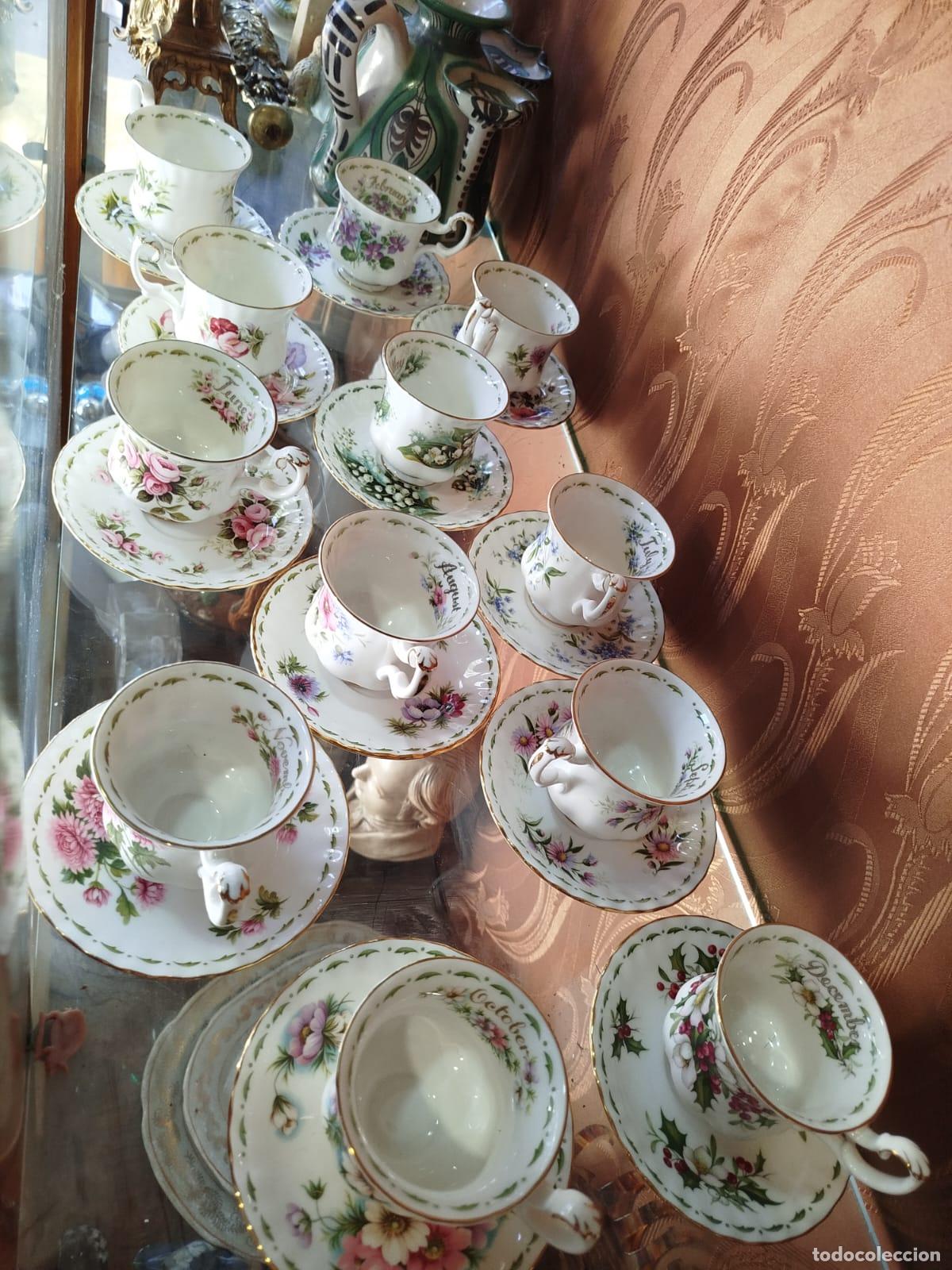 Antig&uuml;edades: Porcelana inglesa Royal Albert. Serie Flower of the Month. Cisne
