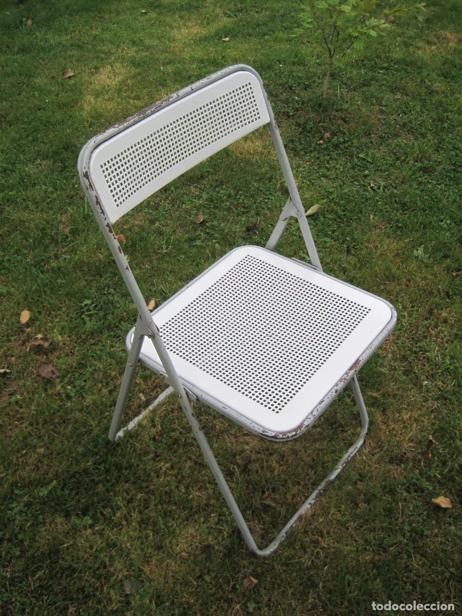 Antig&uuml;edades: SILLA PLEGABLE DE METAL - REJILLA - HIERRO - A&Ntilde;OS 60