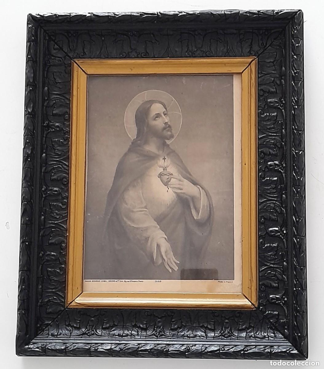 Oggetti Antichi: Litograf&iacute;a o Estampa religiosa imprenta Maison Bouasse Lebel Par&iacute;s Francia S. XIX marco cristal