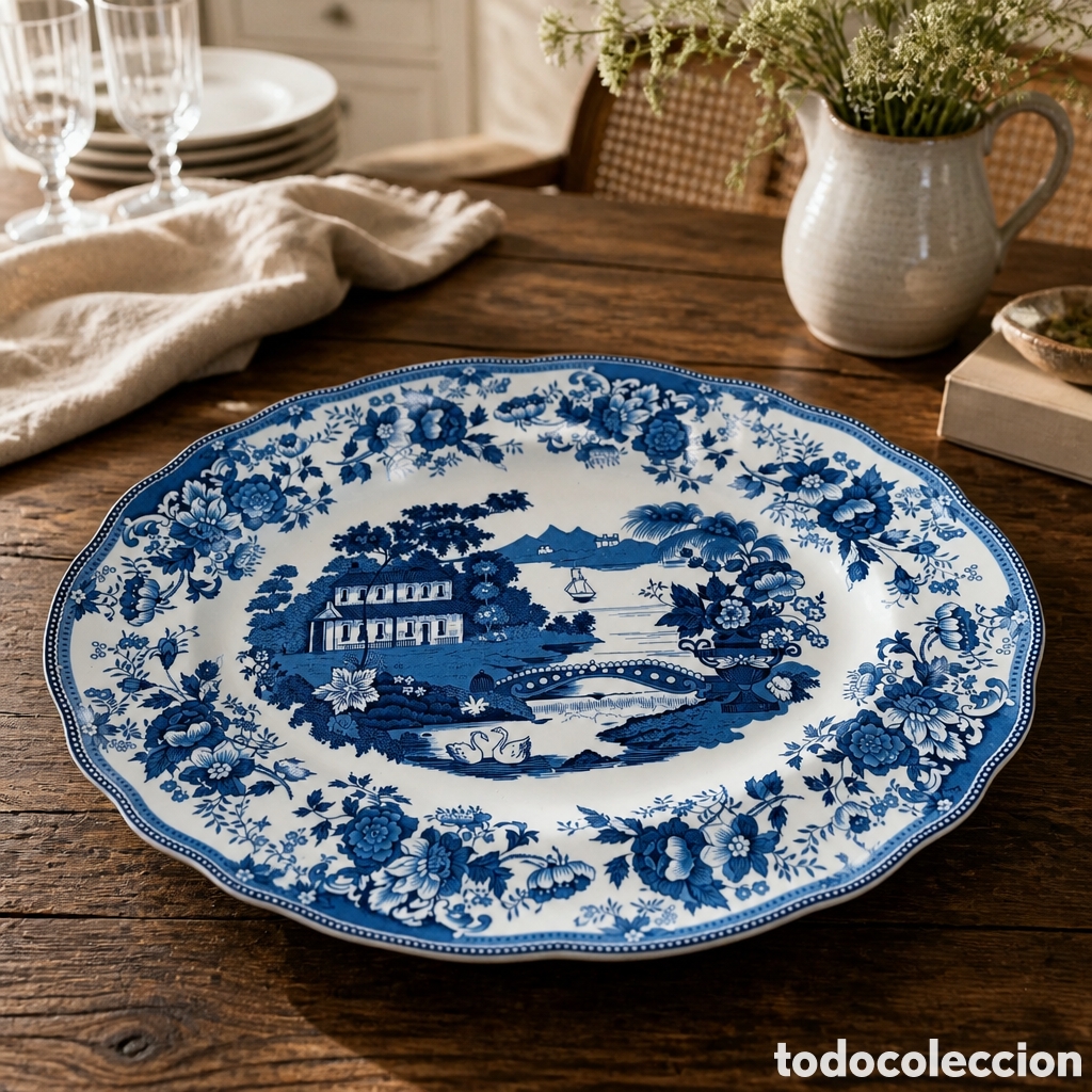 Antig&uuml;edades: ELEGANTE BANDEJA PORCELANA ESTILO INGLES .SAN CLAUDIO . 35&times;27 CM