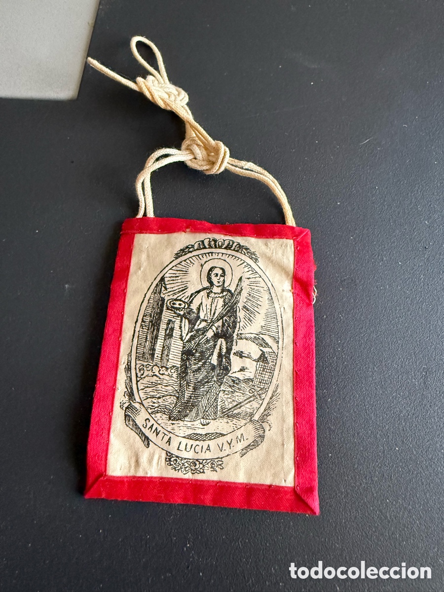 Antig&uuml;edades: Escapulario. SANTA LUCIA. Virgen y M&aacute;rtir 8x6 cm