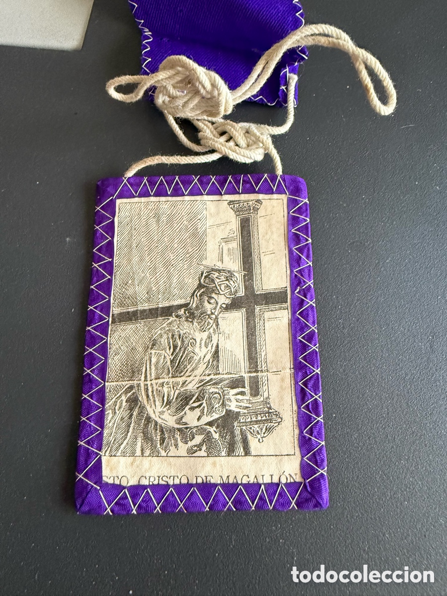 Antig&uuml;edades: Escapulario. SANTO CRISTO DE MAGALLON. 9x6,5 cm