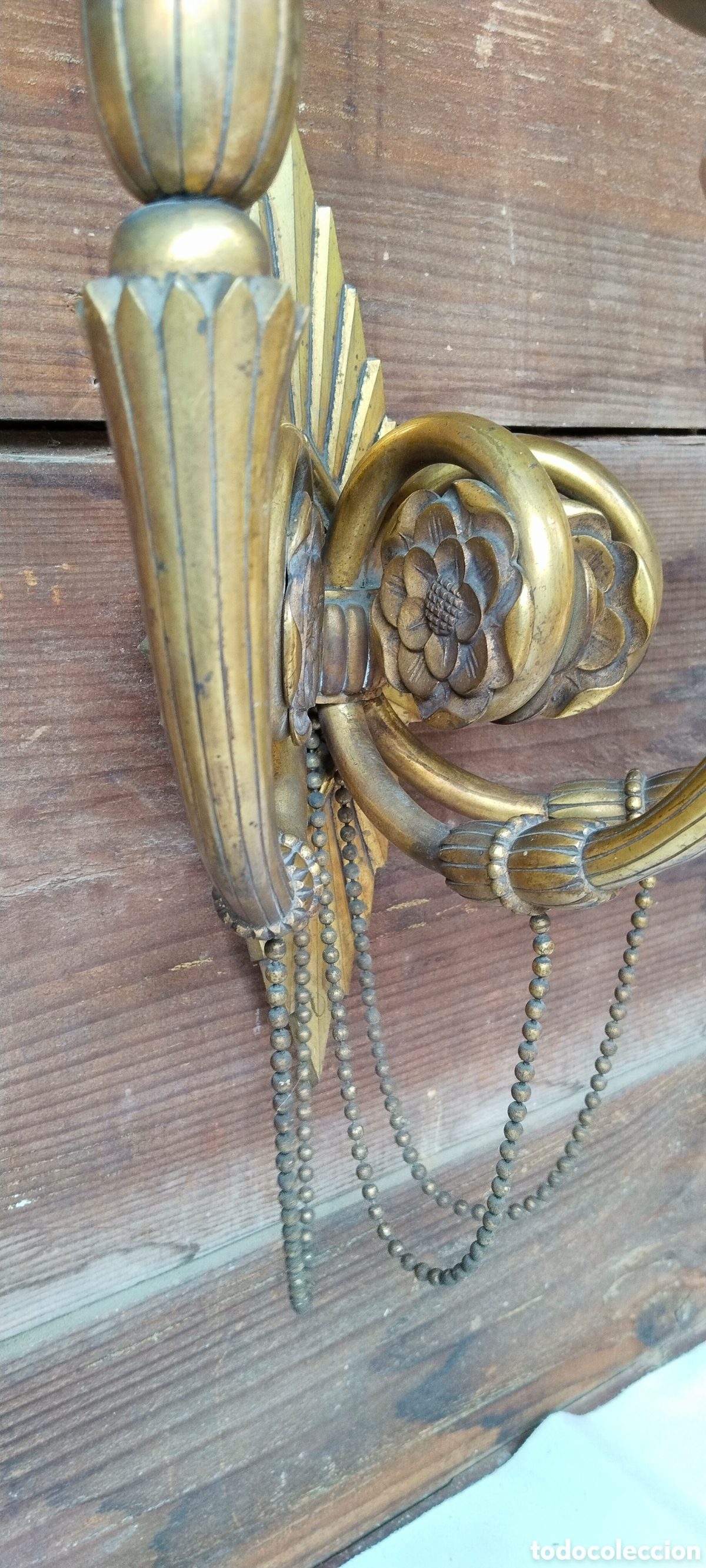Antig&uuml;edades: Cuatro apliques pared de bronce. - Foto 6