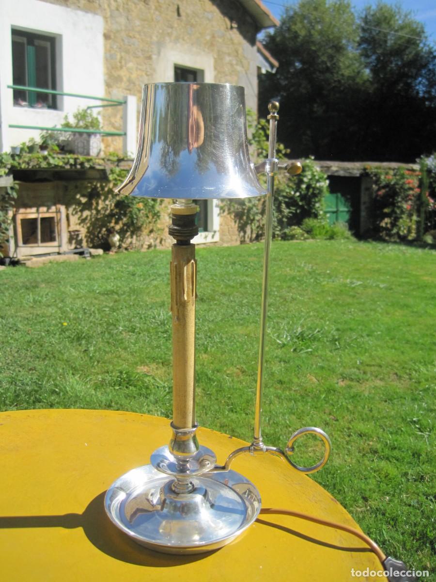 Antig&uuml;edades: PRECIOSA L&Aacute;MPARA DE SOBREMESA ESTILO BOUILLOTTE - METAL PLATEADO - MEDIADOS S. XX