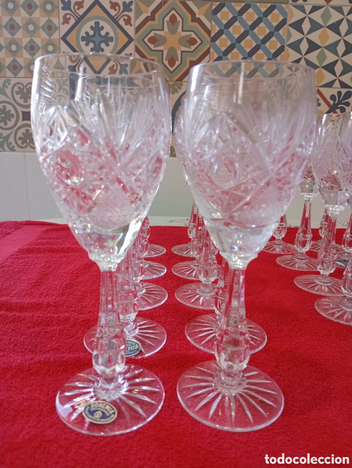 Antig&uuml;edades: 20 copas Cristal de Bohemia (10 Agua + 10 Vino)