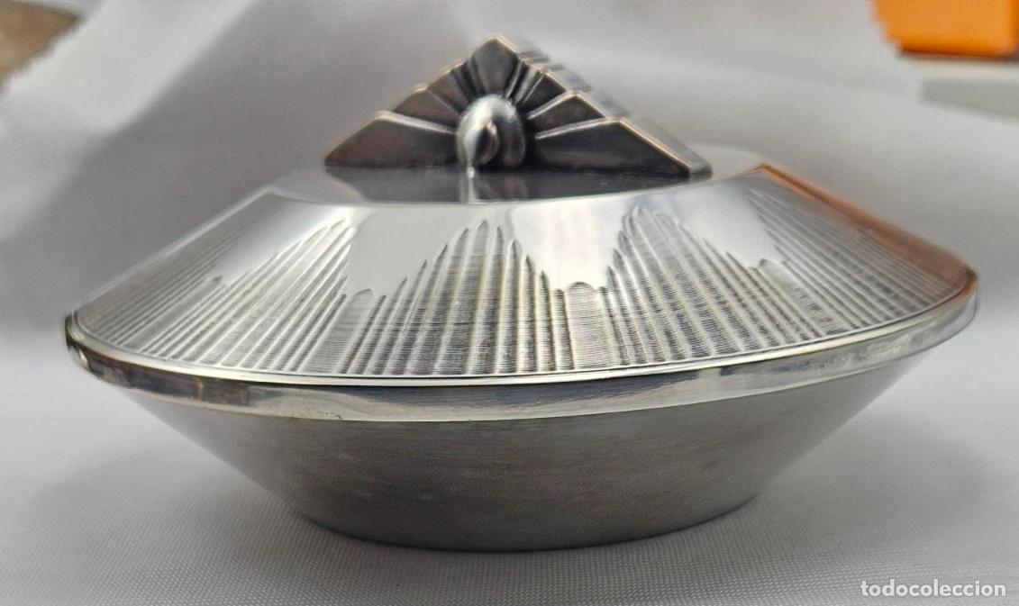 Antig&uuml;edades: STYLE ART DECO SUCRIER EN METAL ARGENTE A DECOR GEOMETRIQUE ORFEVRE REX BON ETAT