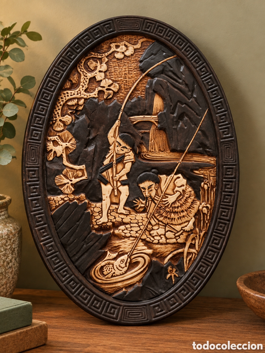 Antig&uuml;edades: Bretby Art Pottery 1920 placa de pared