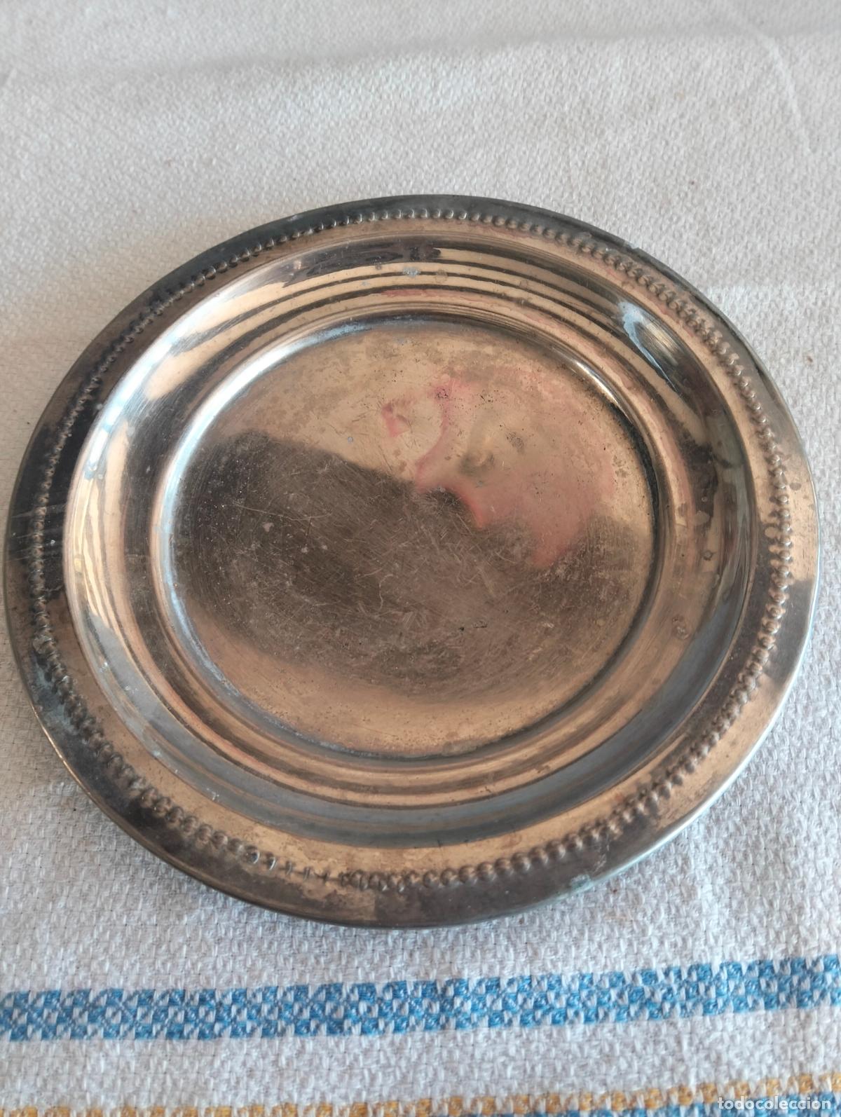 Antig&uuml;edades: Antigua bandeja plato de metal niquelado bandejita de los a&ntilde;os 60 vintage mid century