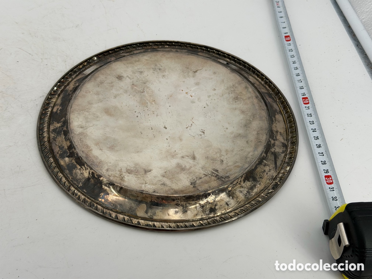 Antig&uuml;edades: Antigua Bandeja Plateada - Foto 6