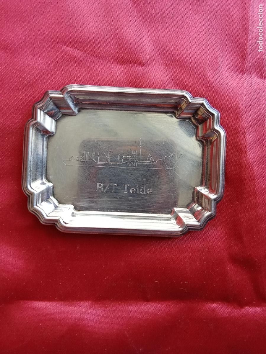 Antig&uuml;edades: Bandeja peque&ntilde;a Armada Espa&ntilde;a B/T Teide. Alpaca Joyer&iacute;a Ferrol. Vitrina 6