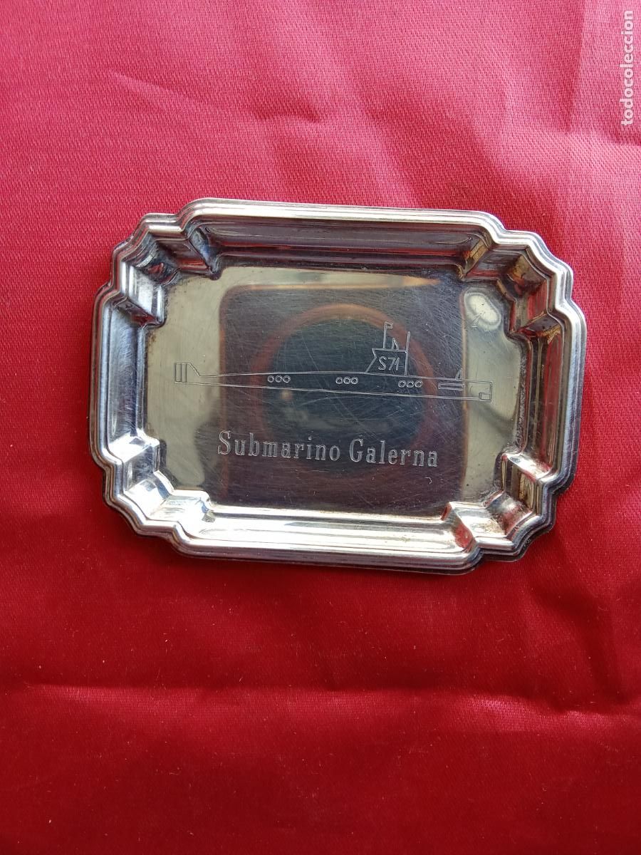 Antig&uuml;edades: Bandeja peque&ntilde;a Armada Espa&ntilde;a Submarino Galerna. Alpaca Joyer&iacute;a Ferrol. Vitrina 6