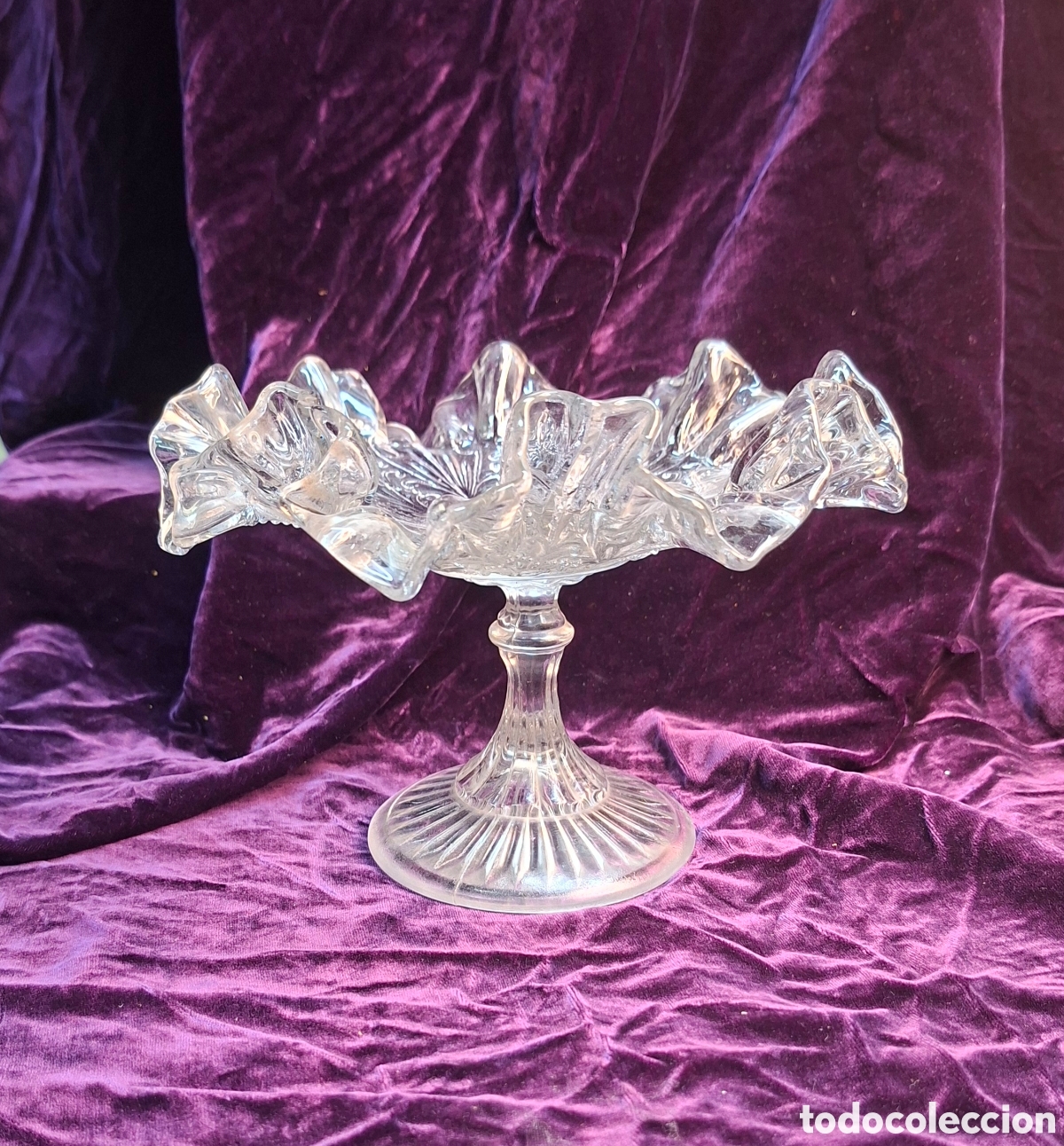 Antig&uuml;edades: Compotera de cristal Siglo XX