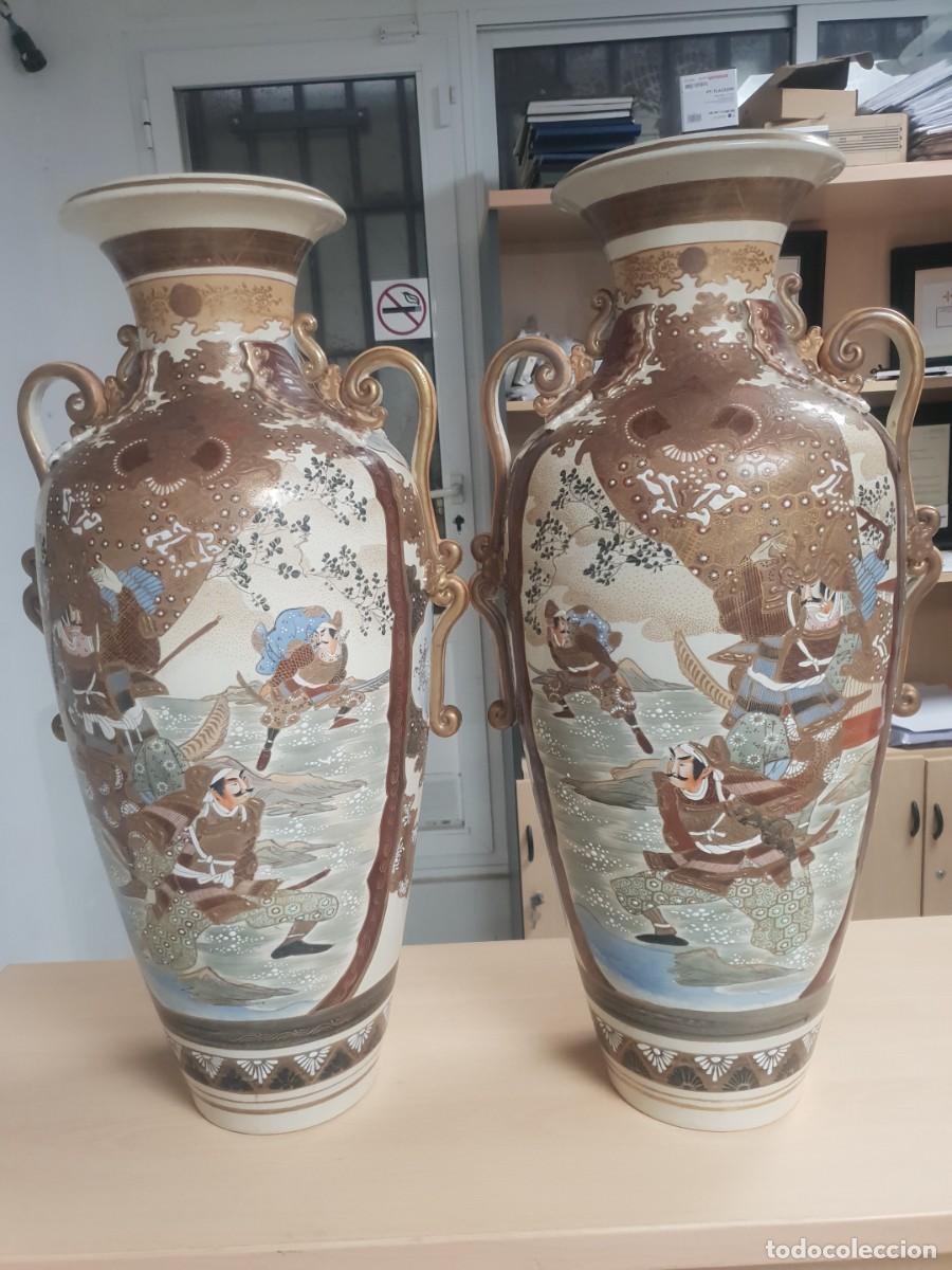 Antig&uuml;edades: Pareja jarrones imperiales satsuma periodo MEIJI firmados por KINKOZAN TSU KURU
