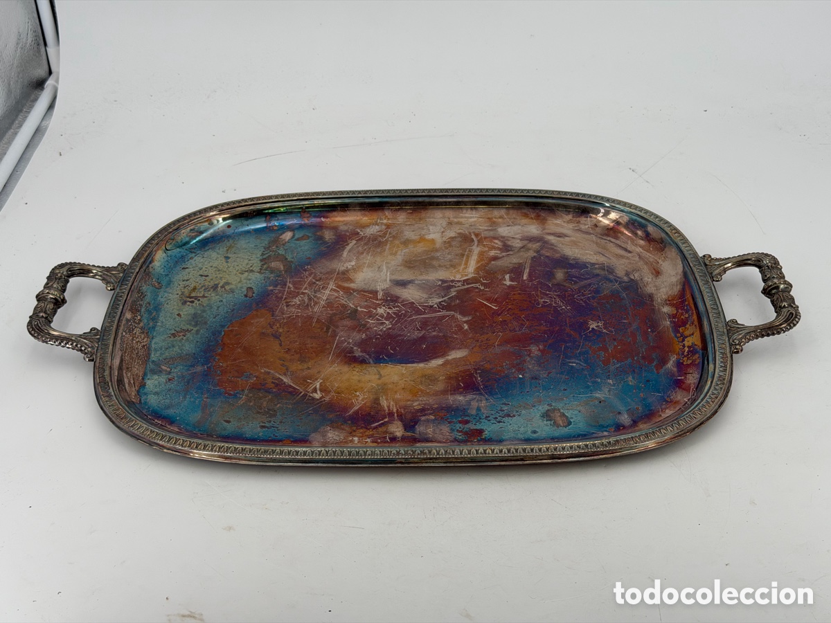 Antig&uuml;edades: Antigua Bandeja Plateada - Foto 2