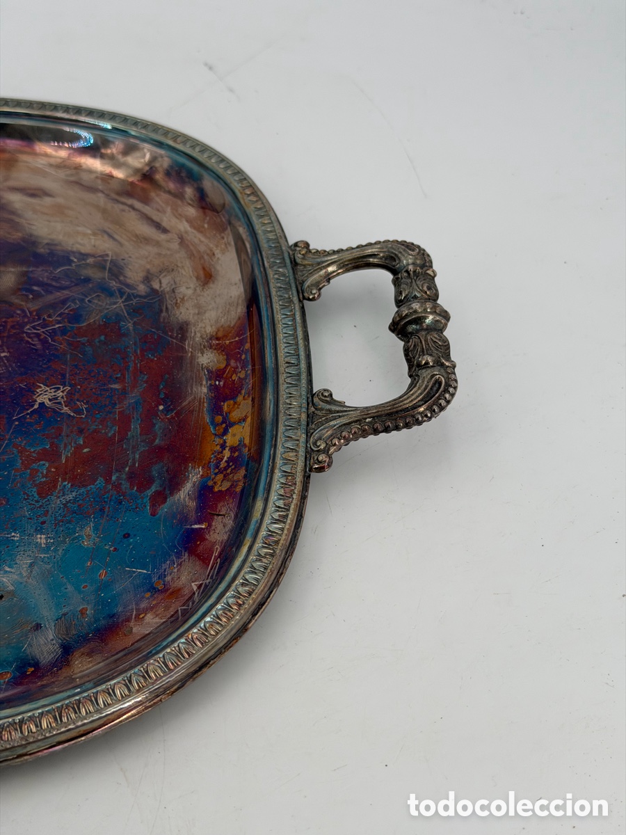 Antig&uuml;edades: Antigua Bandeja Plateada - Foto 4