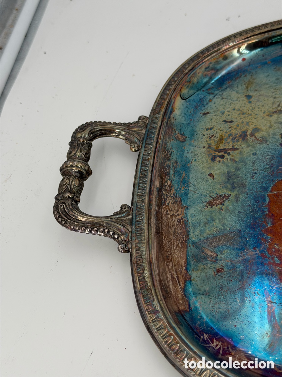 Antig&uuml;edades: Antigua Bandeja Plateada - Foto 6