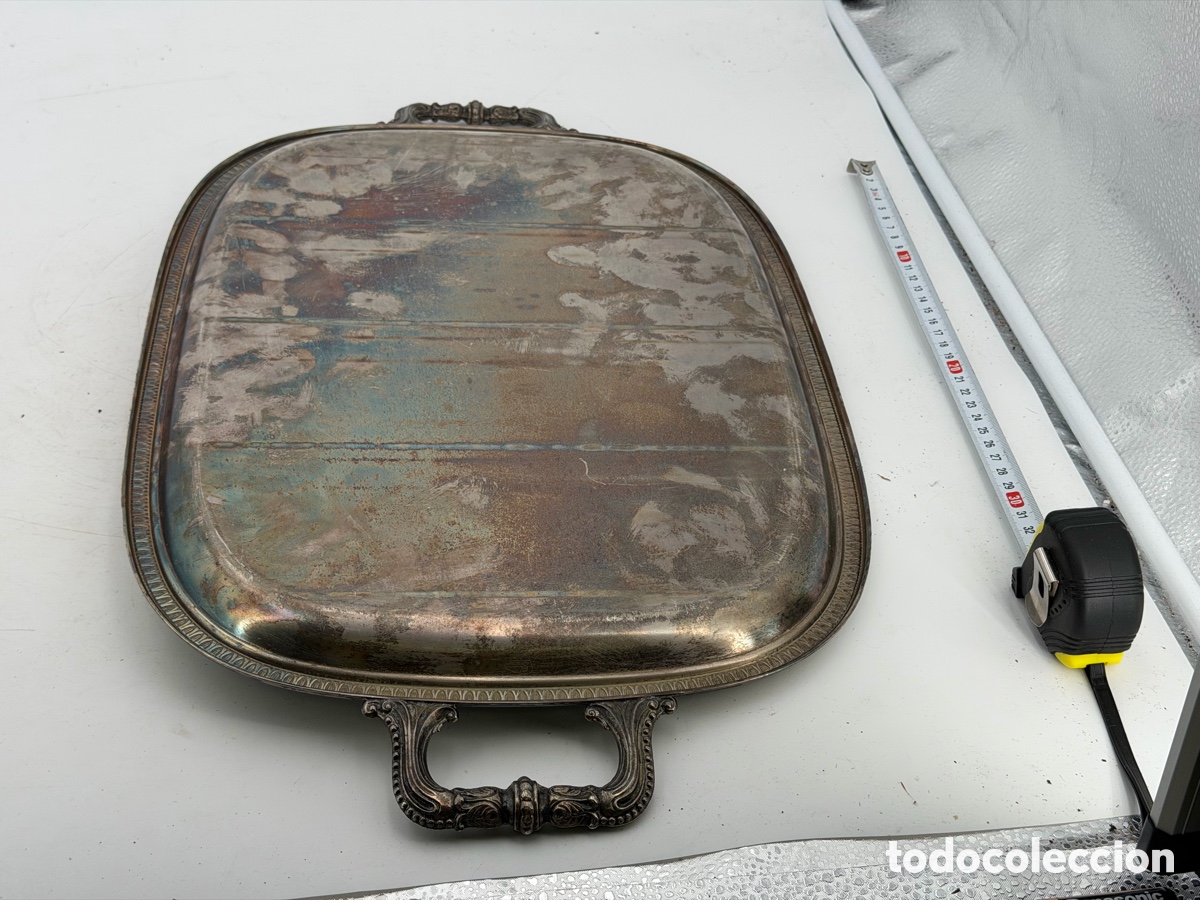 Antig&uuml;edades: Antigua Bandeja Plateada - Foto 7