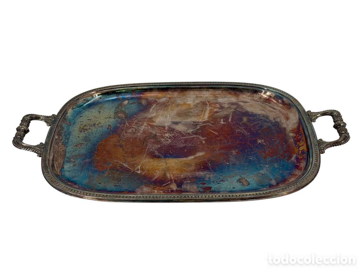 Antig&uuml;edades: Antigua Bandeja Plateada - Foto 1