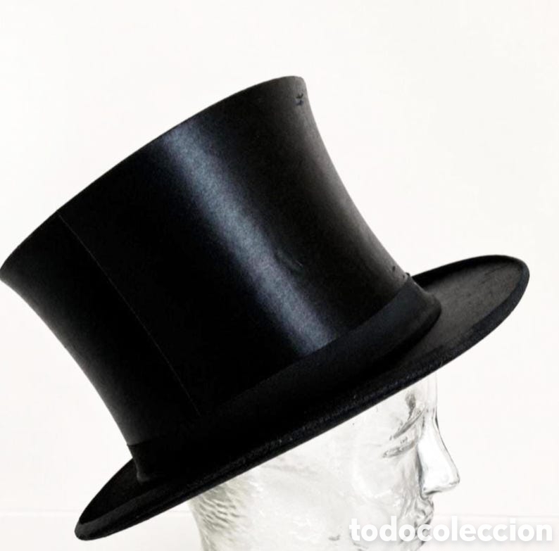 Antig&uuml;edades: Chistera antigua alemana plegable Wilhelm Niemeyer Herford, sombrero de copa negro, talla 55 M
