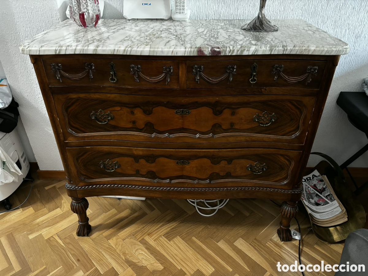 Antig&uuml;edades: C&oacute;moda Luis XV M&aacute;rmol Madera