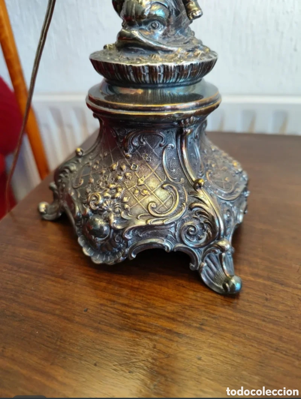 Antig&uuml;edades: L&aacute;mpara de mesa querubines metal - Foto 4