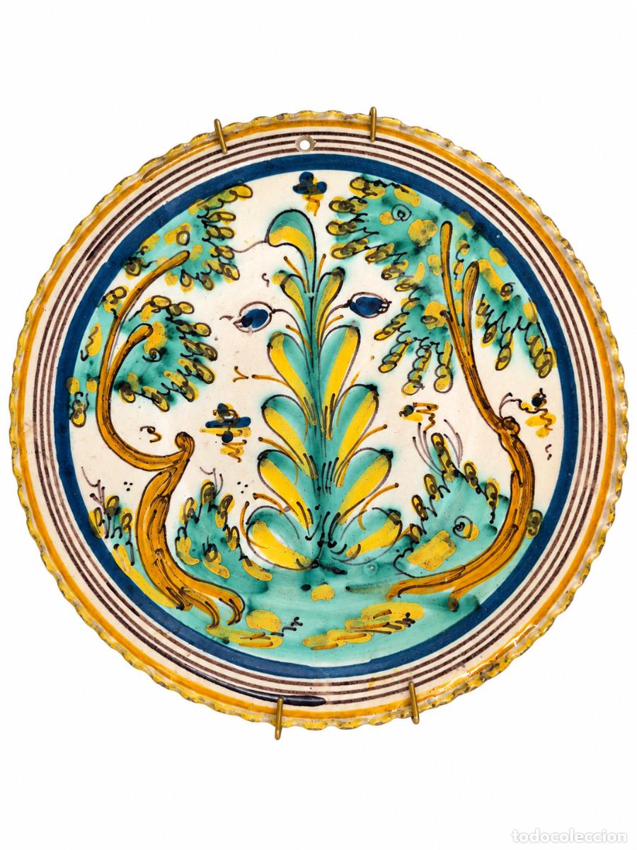Antiguidades: Antiguo Plato - Cer&aacute;mica Puente del Arzobispo, Talavera - Serie del Pino - S.XVIII