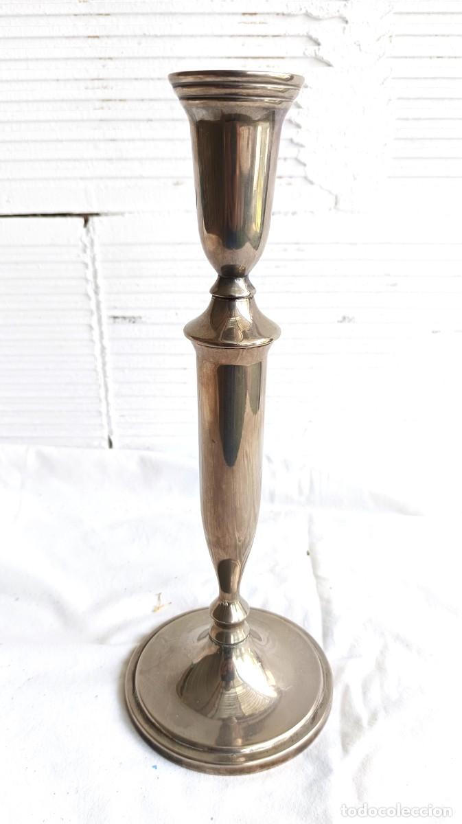 Antig&uuml;edades: Candelero - Lat&oacute;n fundido, Lat&oacute;n plateado - Candelero lat&oacute;n fundido Francia - Art Nouveau - 1920-193