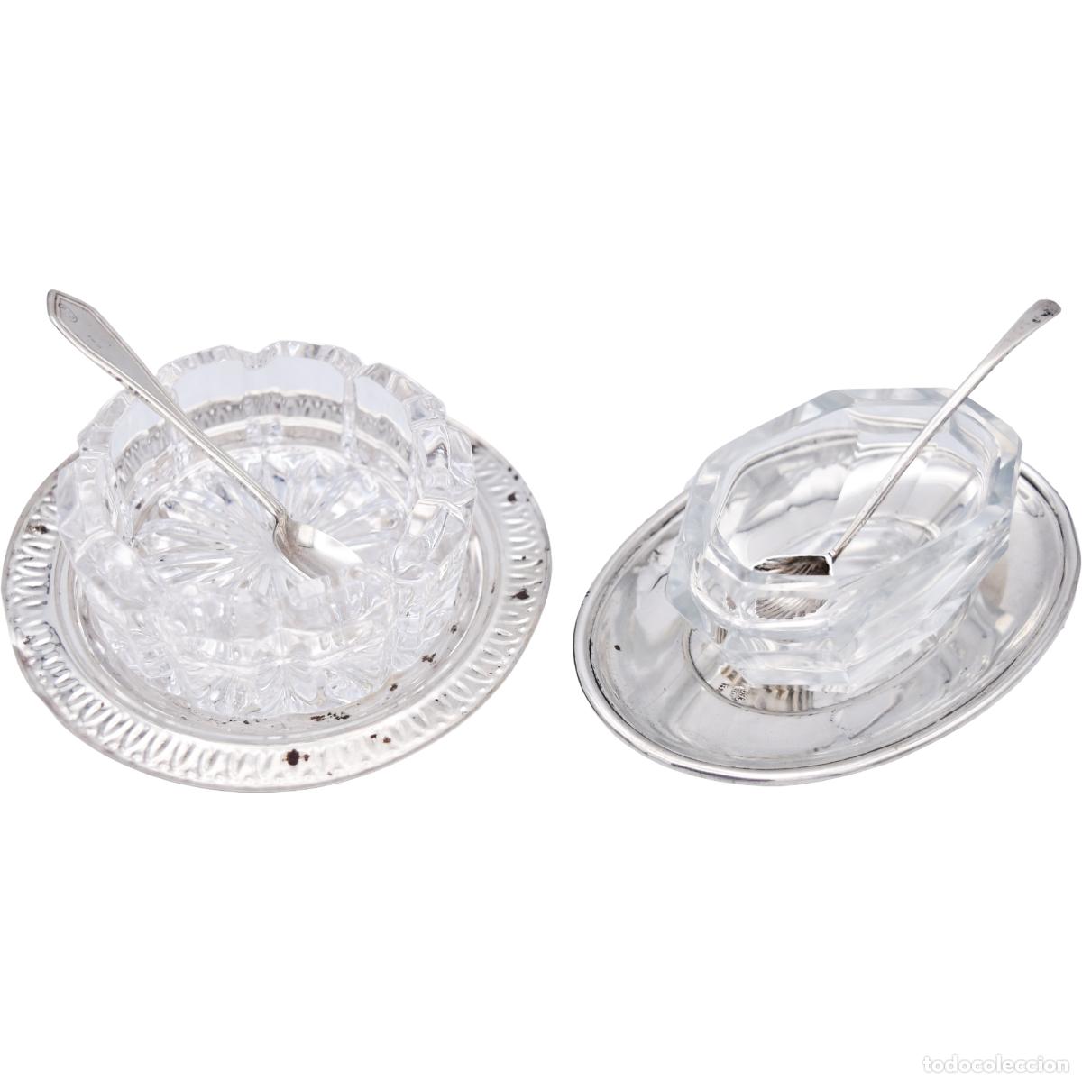 Antig&uuml;edades: Saleros de mesa de plata y cristal