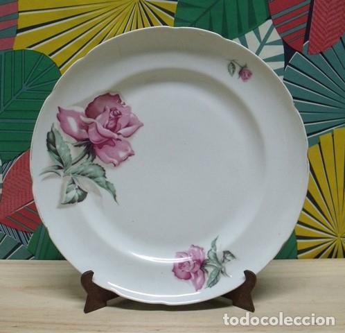 Antig&uuml;edades: Plato Porcelana Santa Clara - Vigo - Estilo Floral y Filo de Oro