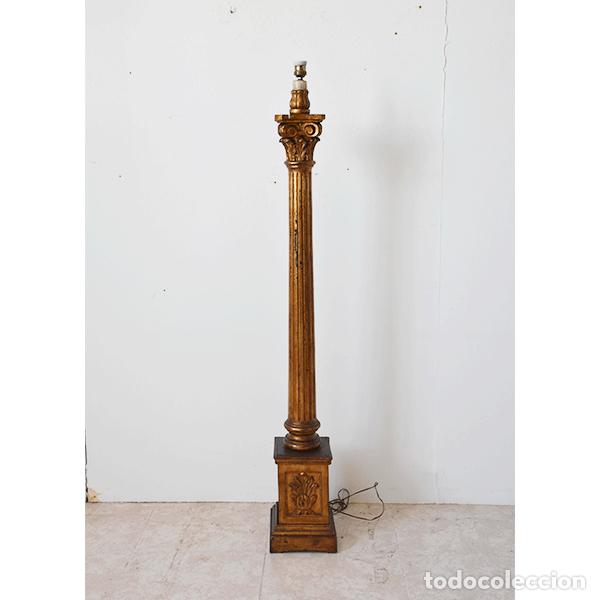 Oggetti Antichi: Lampara antigua de pie columna oro