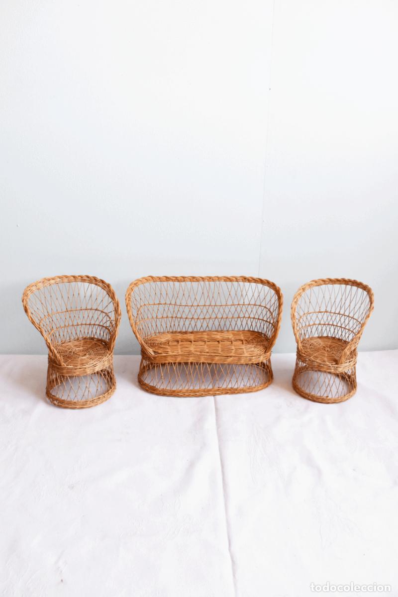 Antiquit&eacute;s: Conjunto salon en miniatura mimbre