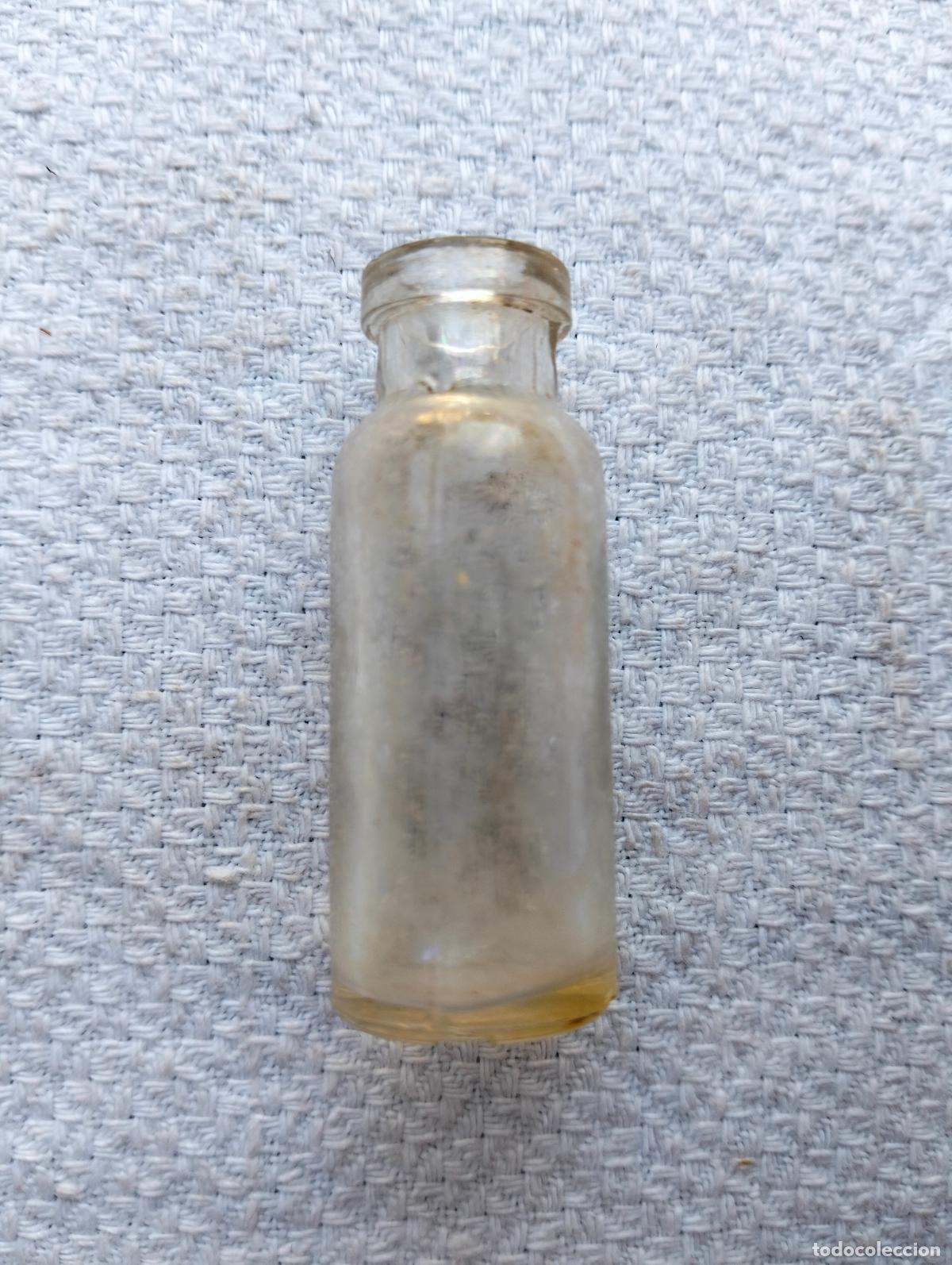 Antig&uuml;edades: Mini frasco bote botecito de cristal transparente peque&ntilde;o antiguo farmacia medicamento