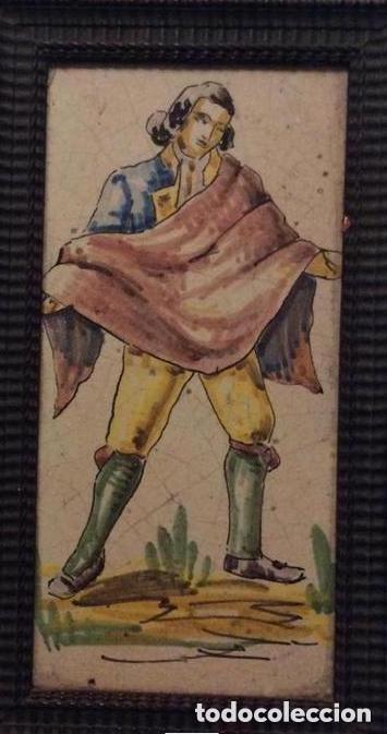Antiquit&auml;ten: ANTIGUO AZULEJO EN CER&Aacute;MICA Catalu&ntilde;a o Valencia,, ,SIGLO XVIII,Medida 31X18 cm